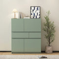Mobile contenitore in legno verde con 4 ante e 2 cassetti