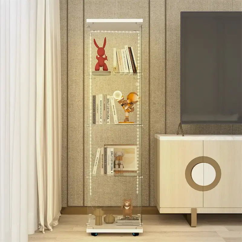 Vetrina in vetro temperato, mobile contenitore, schedario, con LED
