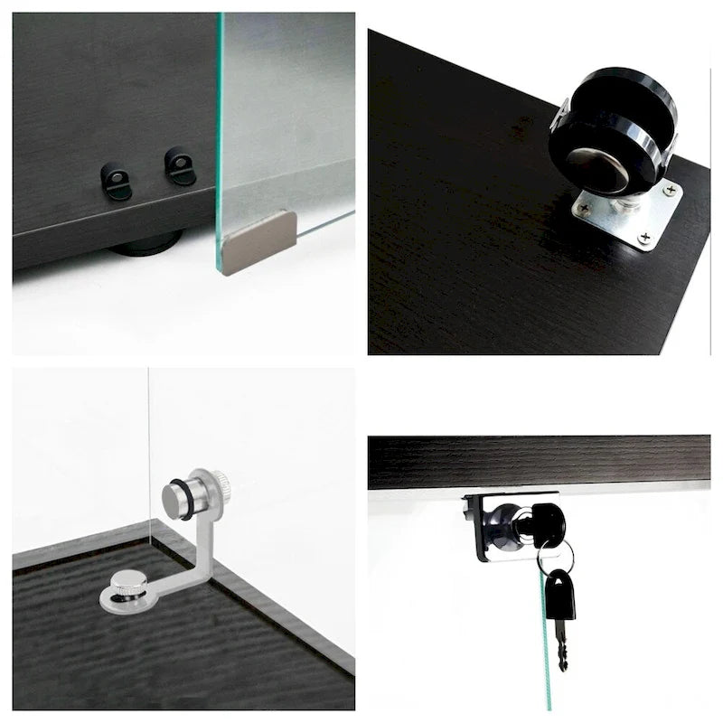 Vetrina in vetro temperato, mobile contenitore, schedario, con LED