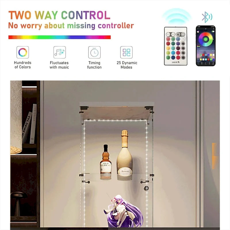 Vetrina in vetro temperato, mobile contenitore, schedario, con LED
