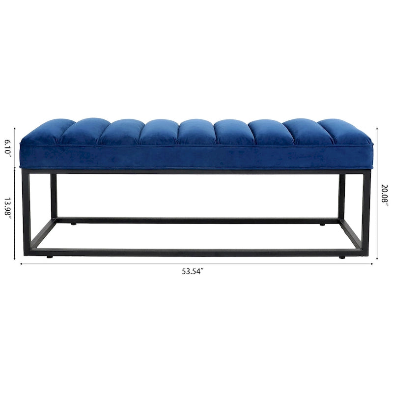 Panca imbottita in velluto con base in metallo per camera da letto e ingresso