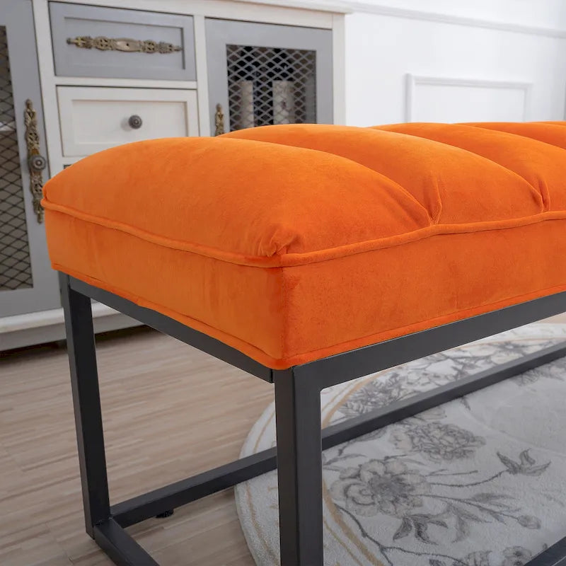 Panca imbottita in velluto con base in metallo per camera da letto e ingresso