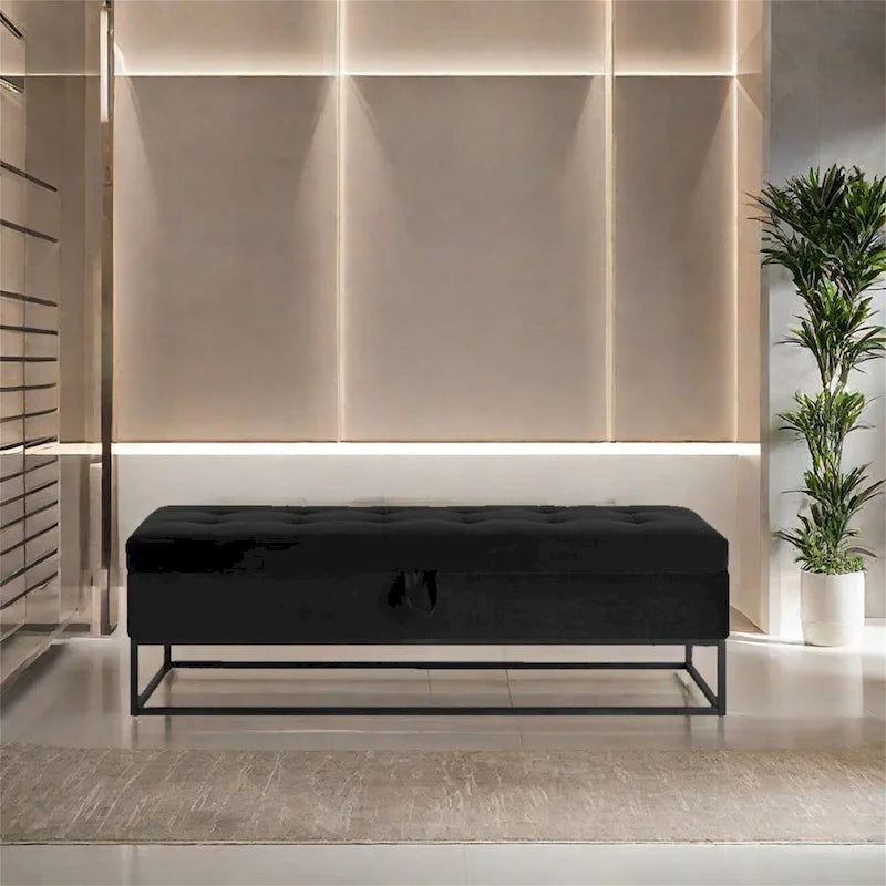 Metal Base Bed Bench with Storage