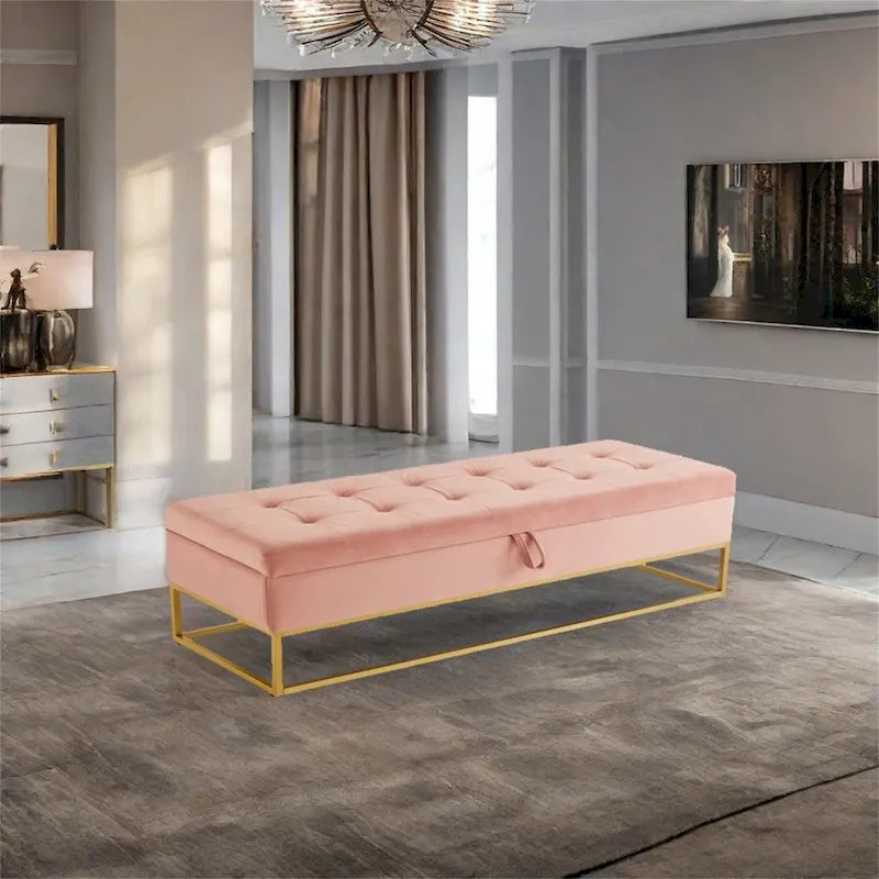Metal Base Bed Bench with Storage