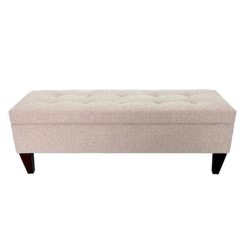 Fabric/ Wood Button-tufted Long Storage Bench