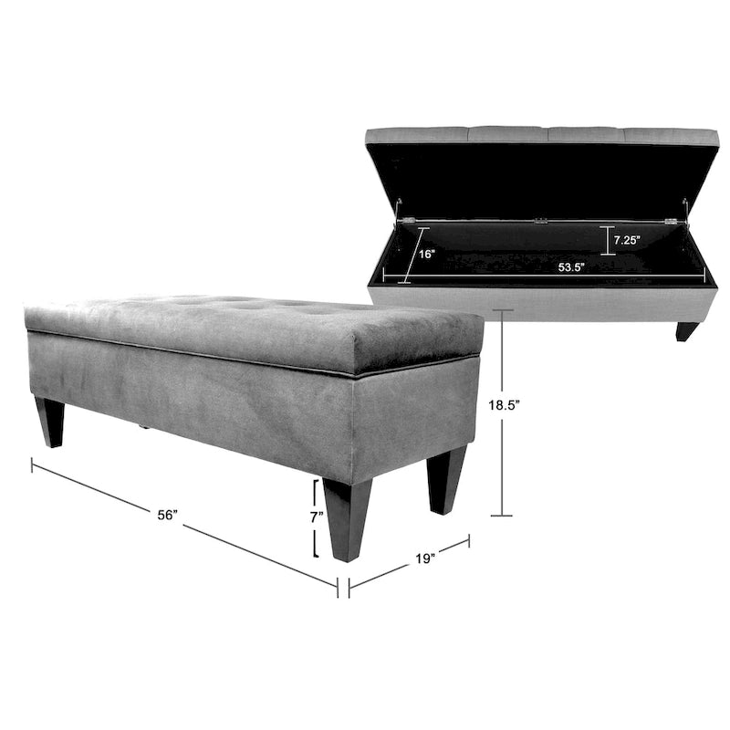 Fabric/ Wood Button-tufted Long Storage Bench