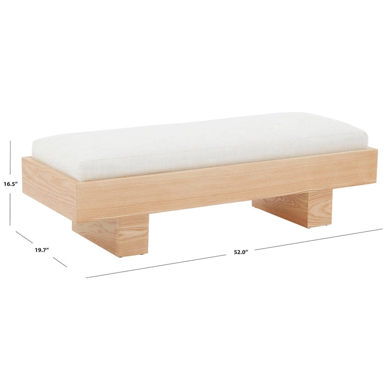 White Wood Bench - 52 W x 20 D x 17 H - 52Wx20Dx17H