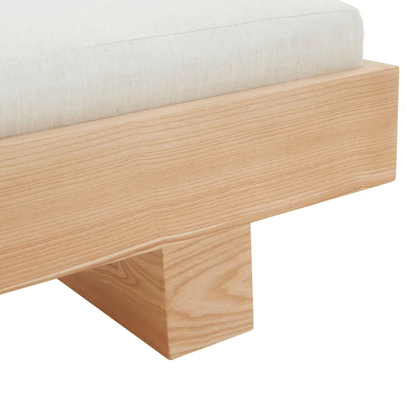 Biała drewniana ławka - 52 W x 20 D x 17 H - 52Wx20Dx17H