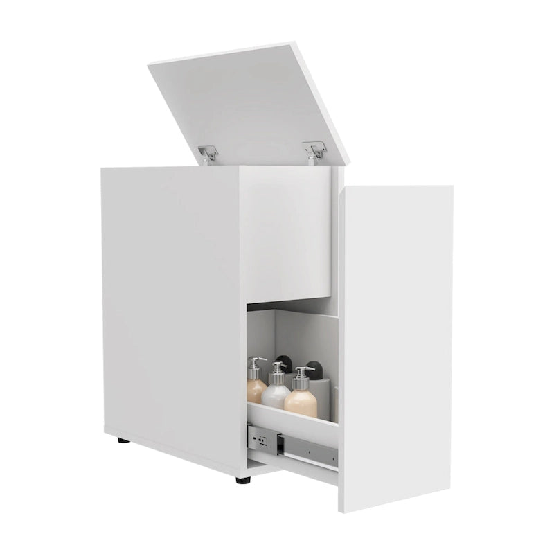 Bathroom Storage Cabinet with Liftable Top and Drawer