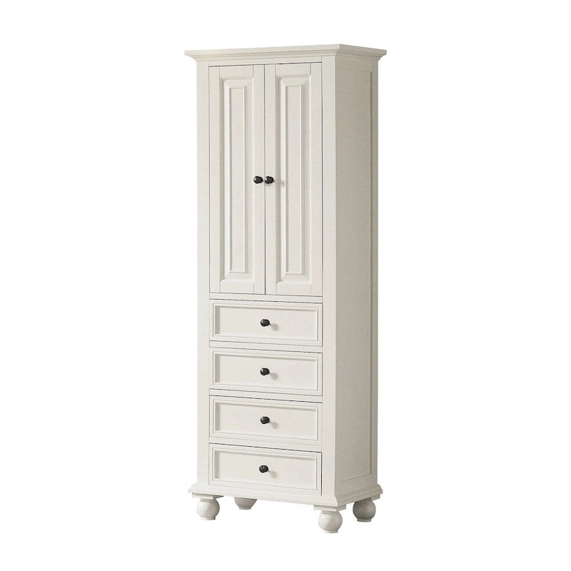 Mobiletto portabiancheria in stile francese da 24 pollici con finitura bianca – 24" W x 68" H