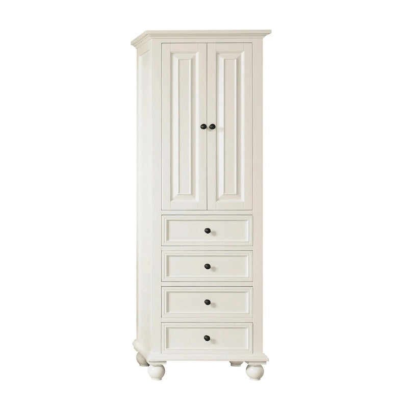 Mobiletto portabiancheria in stile francese da 24 pollici con finitura bianca – 24" W x 68" H