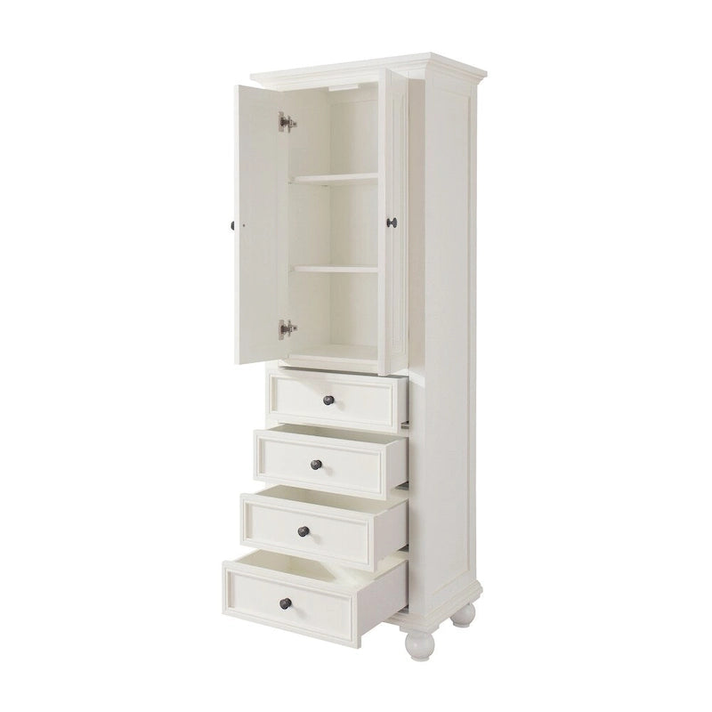 24-Inch French-Style Linen Storage Cabinet with White Finish – 24" W x 68" H
