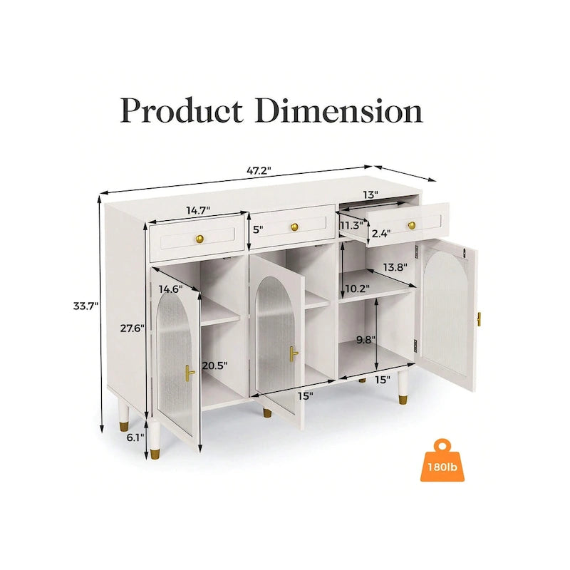 47.2 Wide 3 Drawer Sideboard Buffet