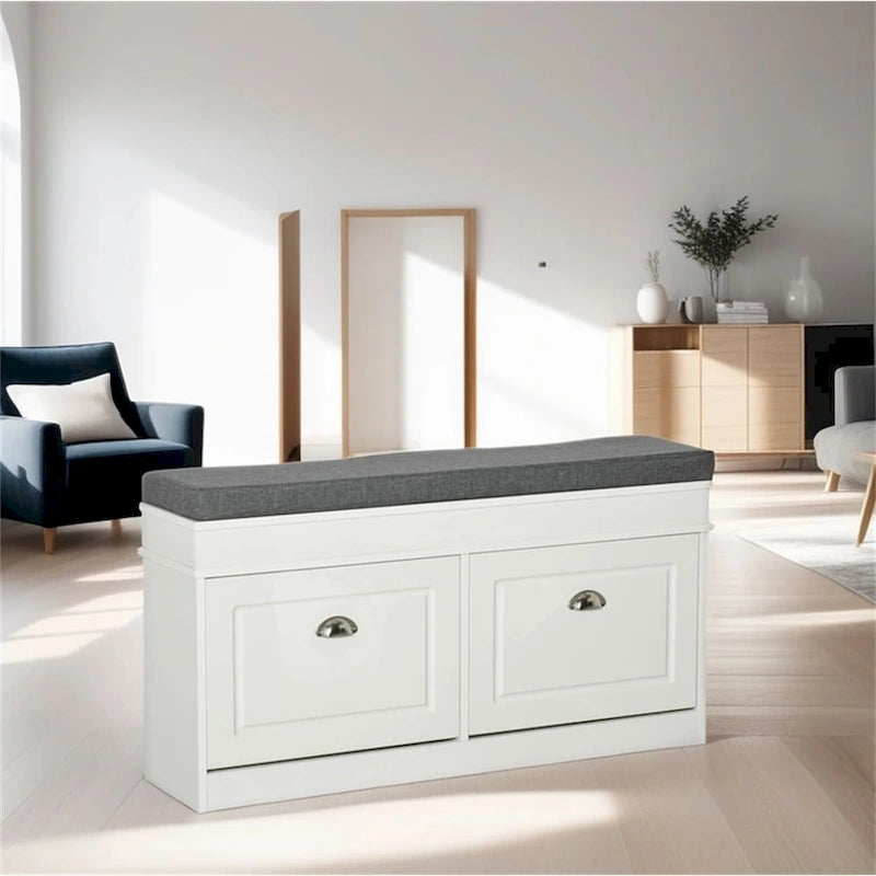 Panca scarpiera moderna con cassetti e ripiano regolabile