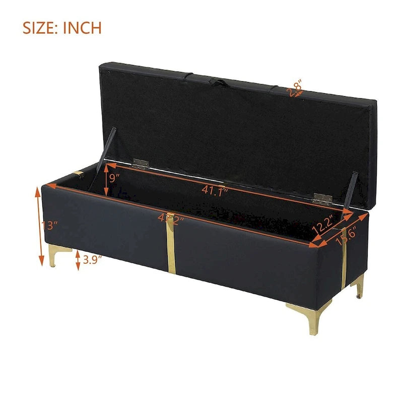 Panca contenitore imbottita in PU da 47.20 con gambe in metallo completamente assemblate