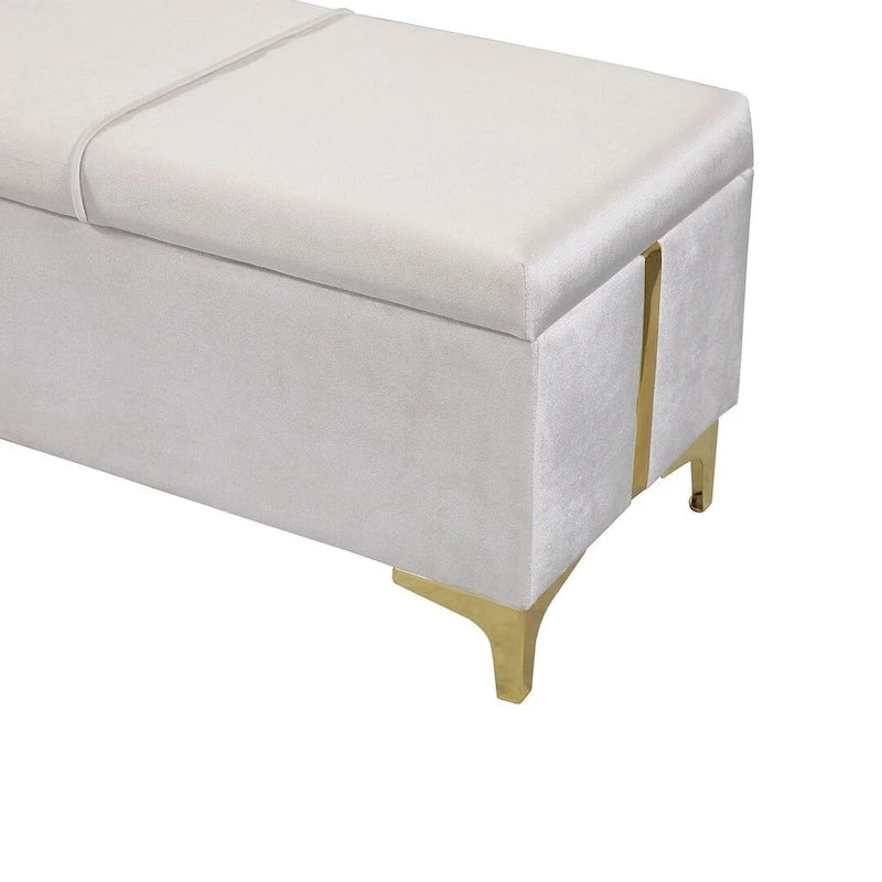Panca contenitore imbottita in PU da 47.20 con gambe in metallo completamente assemblate