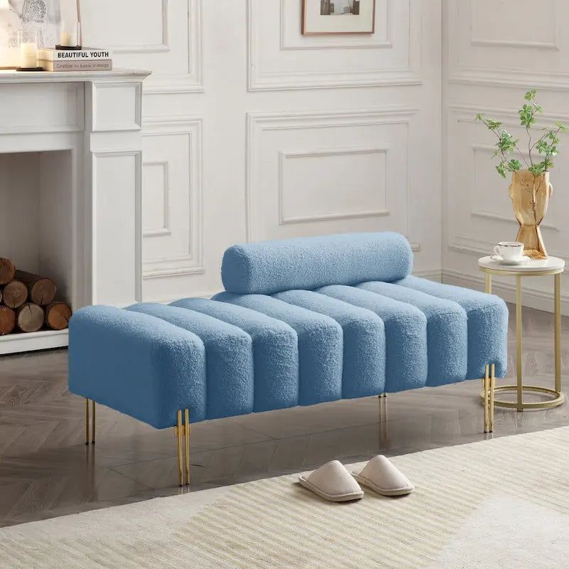 Nowoczesna tapicerowana tkaniną ławka na końcu łóżka, szer. 53.2, dwuosobowa sofa, pufa do przedpokoju