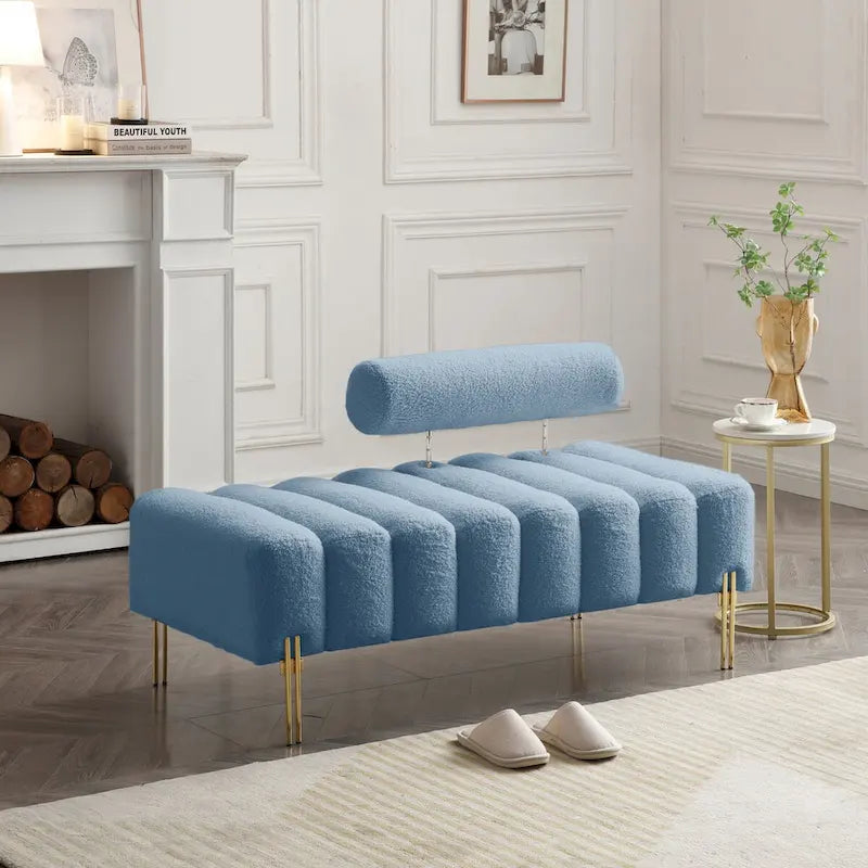 Panca da fondo letto moderna larga 53.2, divanetto a 2 posti rivestito in tessuto, pouf da ingresso
