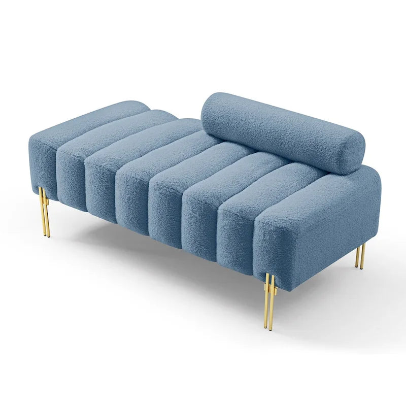 Panca da fondo letto moderna larga 53.2, divanetto a 2 posti rivestito in tessuto, pouf da ingresso