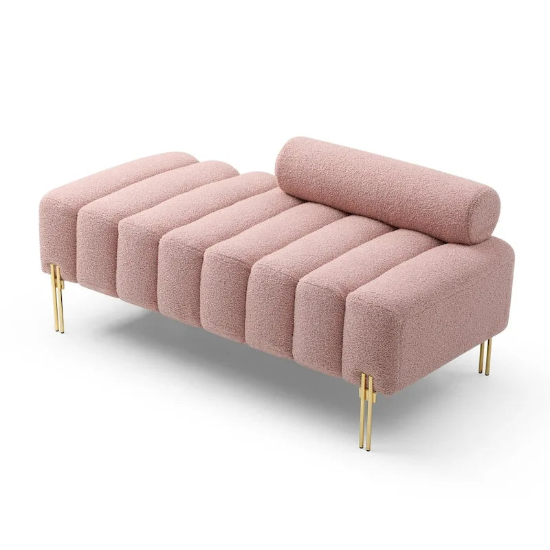 Panca da fondo letto moderna larga 53.2, divanetto a 2 posti rivestito in tessuto, pouf da ingresso