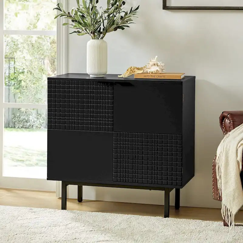 Modern-Style 30-Inch High Two-Door Accent Cabinet (with Metal Legs)