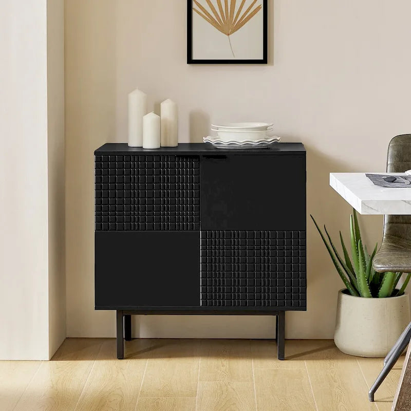 Modern-Style 30-Inch High Two-Door Accent Cabinet (with Metal Legs)