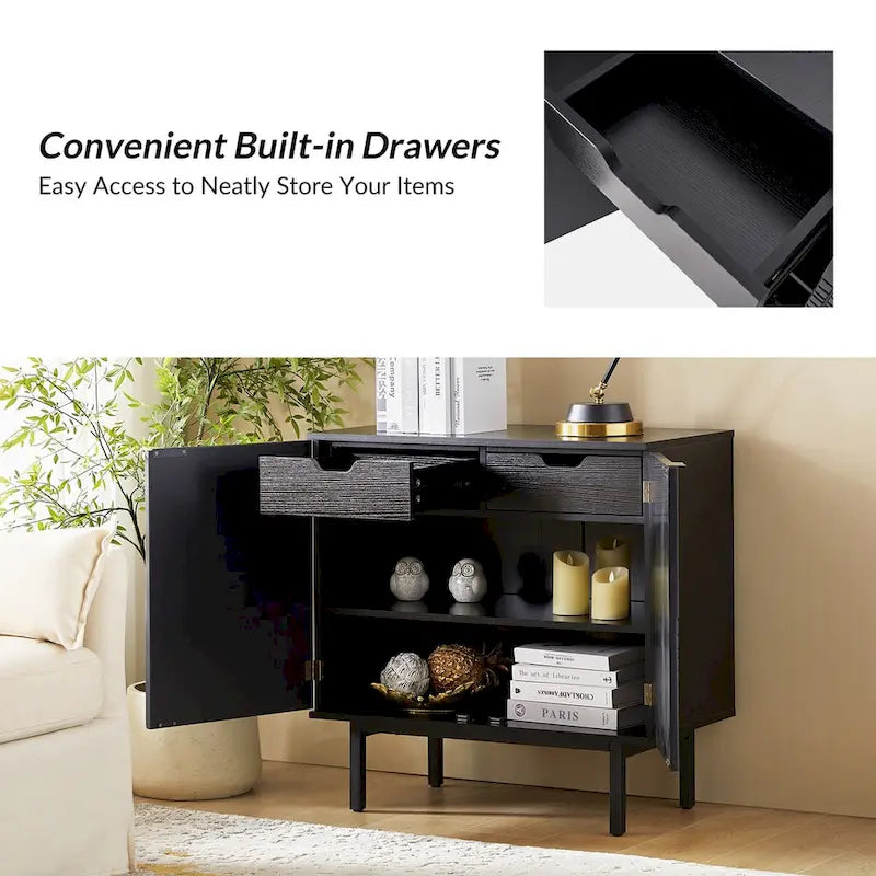 Modern-Style 30-Inch High Two-Door Accent Cabinet (with Metal Legs)