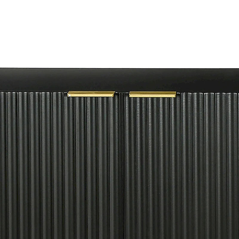Credenza orizzontale moderna e minimalista con gambe e maniglie in metallo dorato