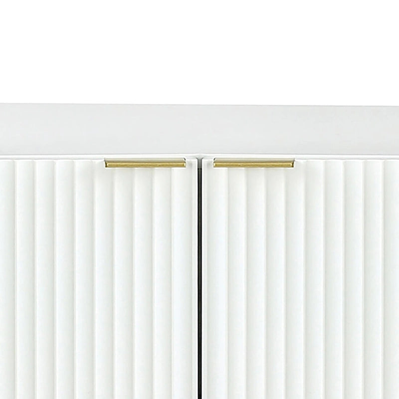 Credenza orizzontale moderna e minimalista con gambe e maniglie in metallo dorato