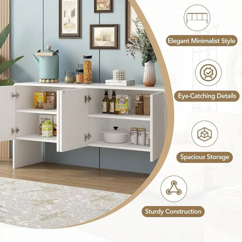 Ampio mobile contenitore da 60 in stile minimalista con 4 ante, buffet/credenza