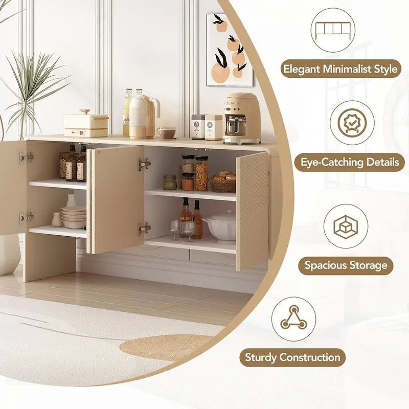 Ampio mobile contenitore da 60 in stile minimalista con 4 ante, buffet/credenza