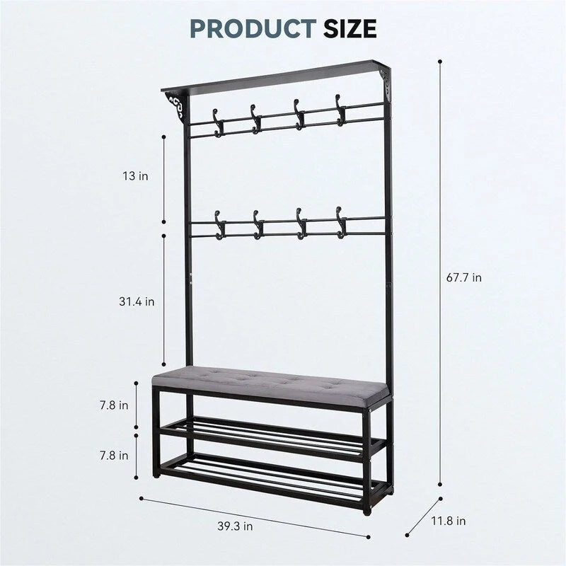 Przedpokojowa szafka z ławką i miejscem na buty - 39.37D x 11.8W x 67.77H
