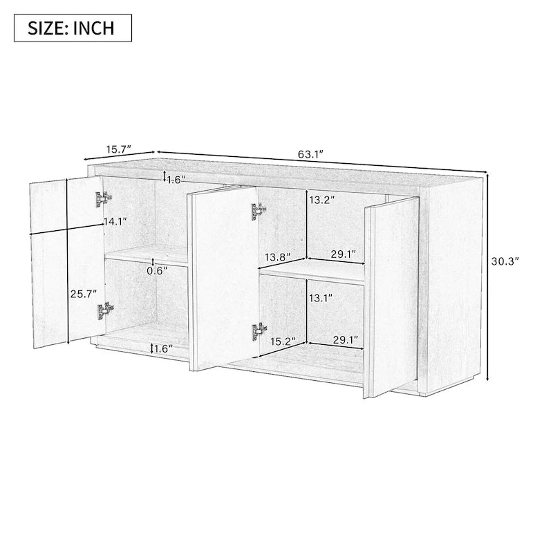 Credenza a quattro ante con impiallacciatura in frassino