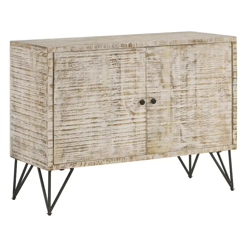 Mobiletto decorativo bianco decapato con 1 ripiano regolabile