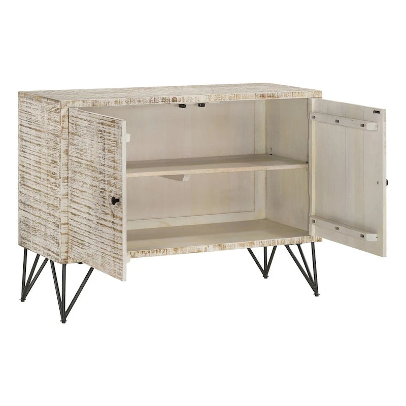 Mobiletto decorativo bianco decapato con 1 ripiano regolabile
