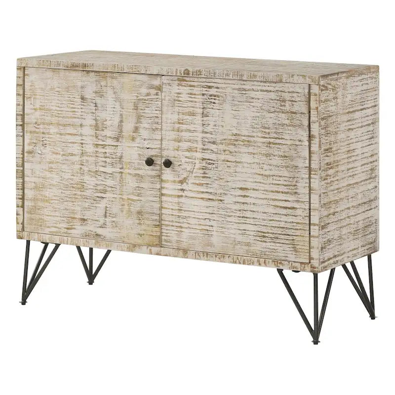 Mobiletto decorativo bianco decapato con 1 ripiano regolabile