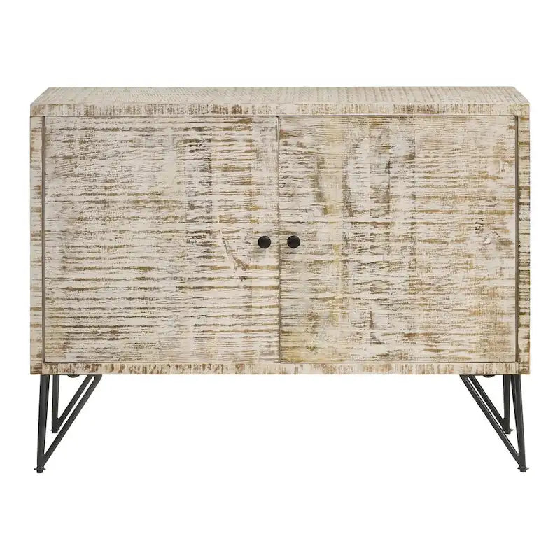 Mobiletto decorativo bianco decapato con 1 ripiano regolabile