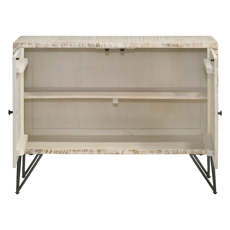 Mobiletto decorativo bianco decapato con 1 ripiano regolabile