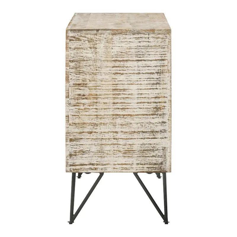 Mobiletto decorativo bianco decapato con 1 ripiano regolabile