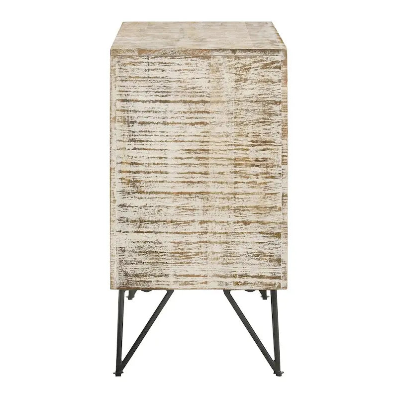 Mobiletto decorativo bianco decapato con 1 ripiano regolabile