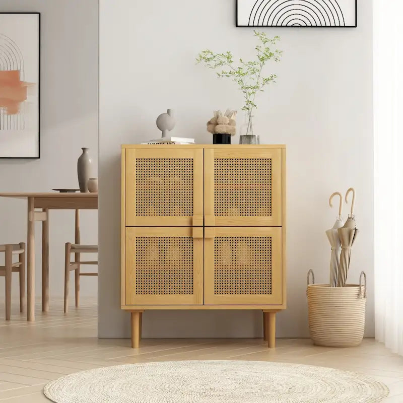 Mobile contenitore a 4 ante in rete di rattan