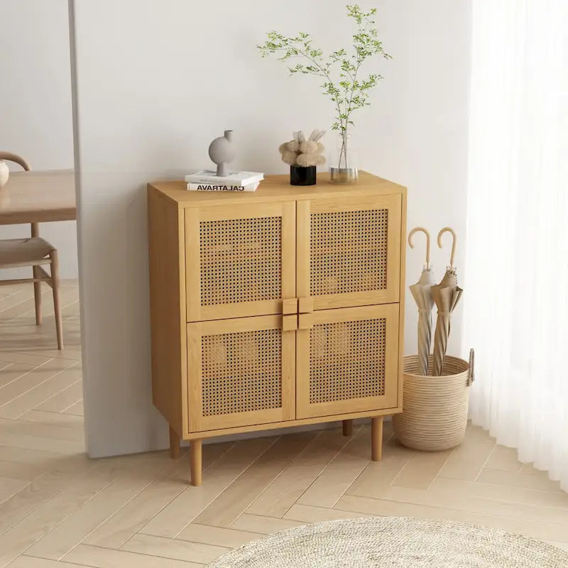 Mobile contenitore a 4 ante in rete di rattan