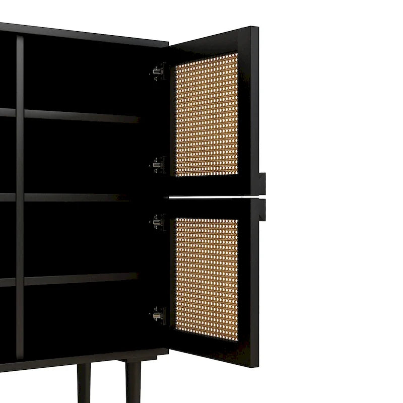 Mobile contenitore a 4 ante in rete di rattan
