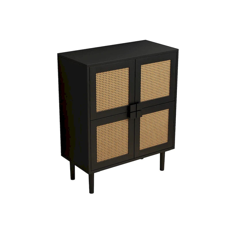 Mobile contenitore a 4 ante in rete di rattan