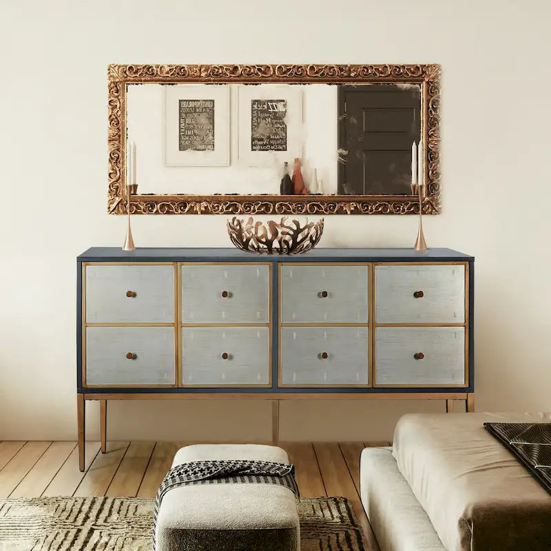 Delcey Mid-century Modern 4-door Vintage Accent Cabinet Storage Buffet Sideboard with multi-compartment Bedroom - 59.1 inches