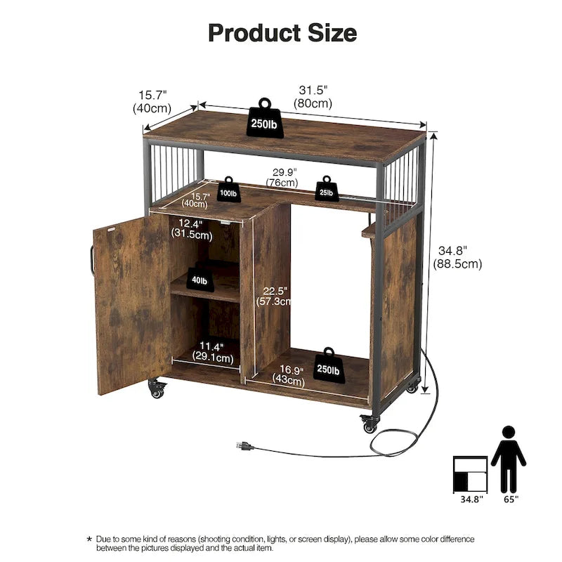 Supporto per stampante con ripiano contenitore, schedario laterale da ufficio con presa elettrica e porta USB per la ricarica