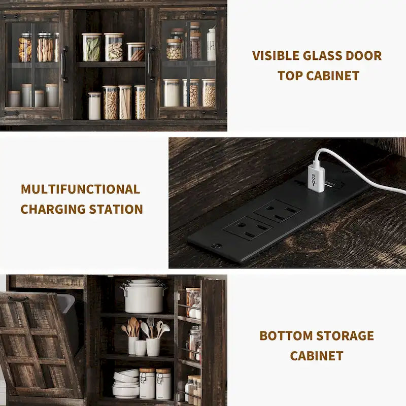 Dispensa da cucina con contenitore in stile rustico