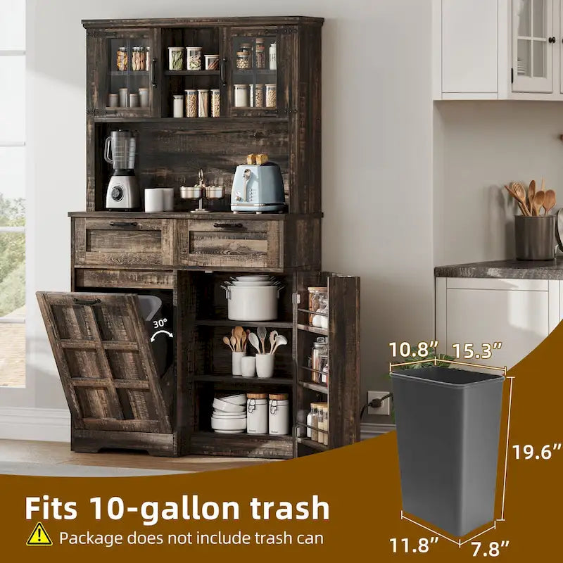 Dispensa da cucina con contenitore in stile rustico