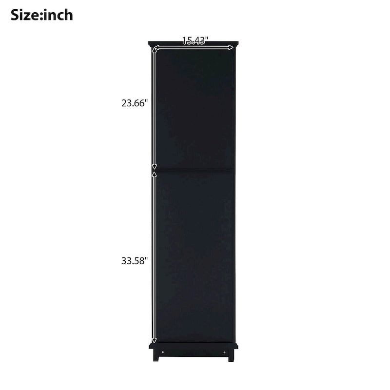 Mobile portabiancheria con anta in vetro e due cassetti, 17.7 in. W x 14.2 in. D x 63 in. H