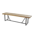 Panca in legno con base in metallo nero - marrone